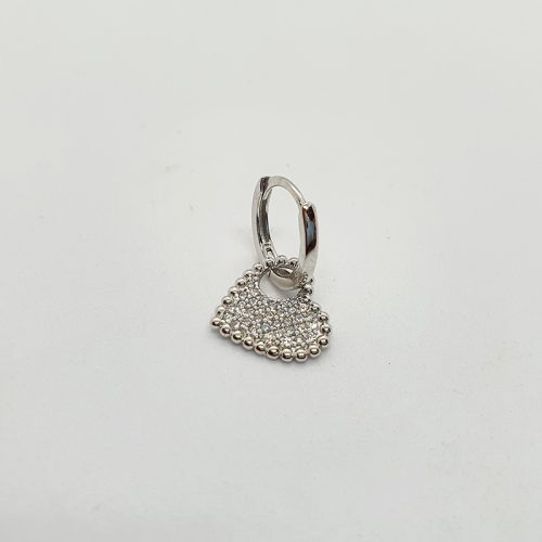Huggie with dangle pave heart