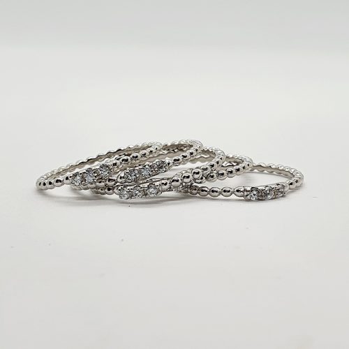 Bubble stack rings with 3 CZ